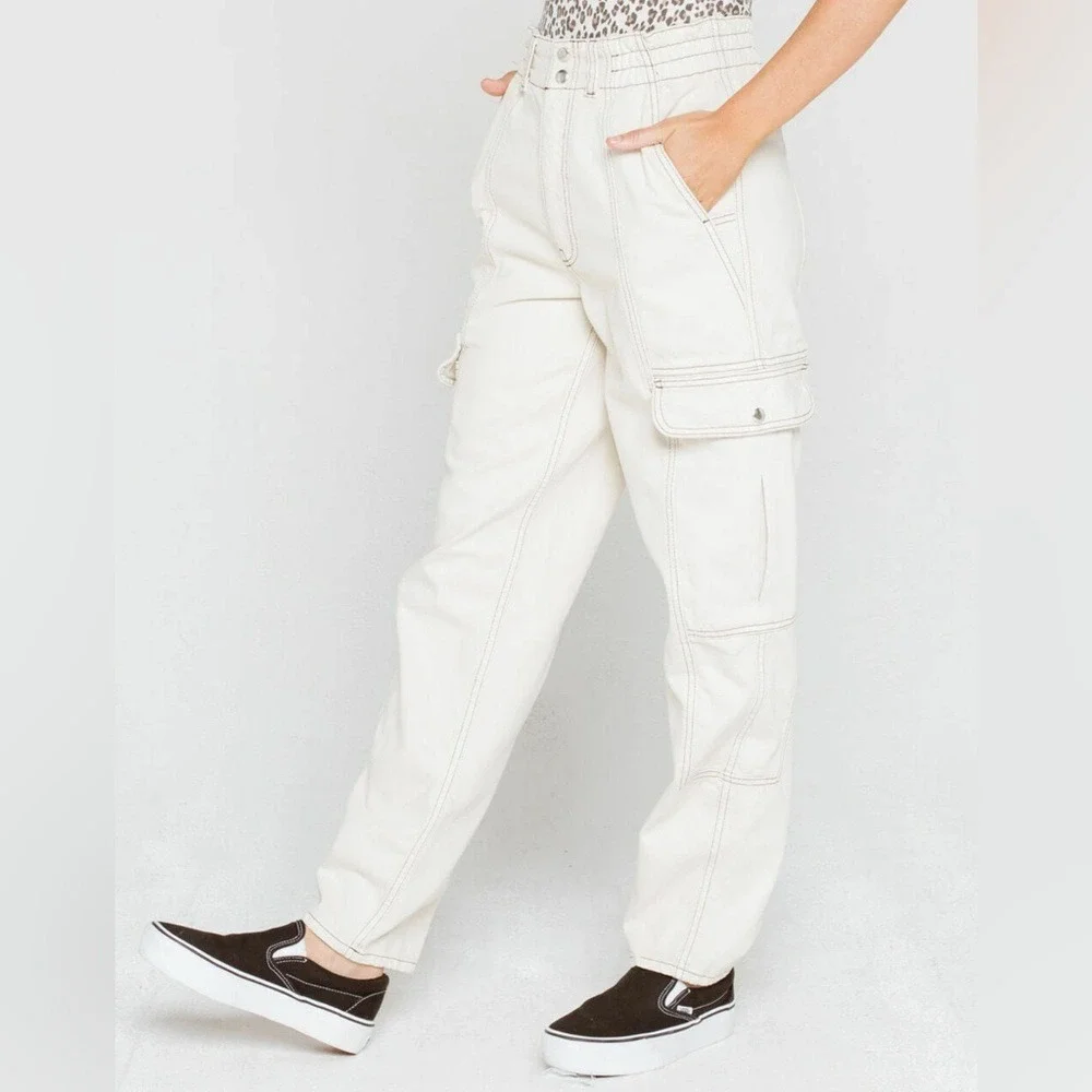 Urban Outfitters BDG Relaxed Skate Cargo‎ Jean 27 Off White Ivory Baggy Utility